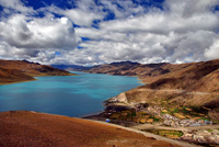 Sheep-skin Rafting In Yamdrok Yamtso,Tibet