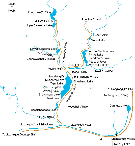 Map of Jiuzhaigou Nature Reserve