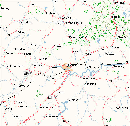 Nanning Map, Guangxi,China
