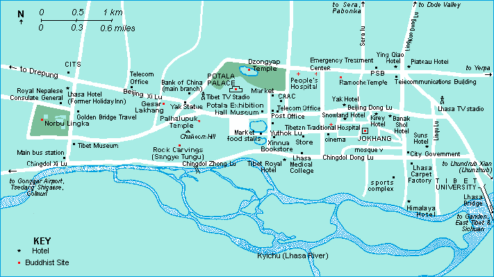 Lhasa City Detail Map